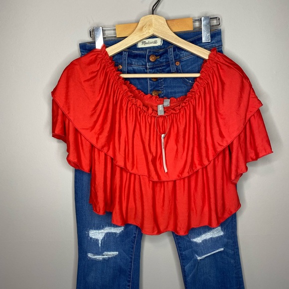 ASOS Crop Top Red with Ruffles - Picture 5 of 8